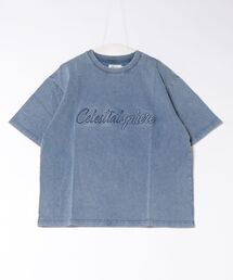 《ATELANE》硫化染 トラ刺繍、ロゴ エンボス、S/S TEE