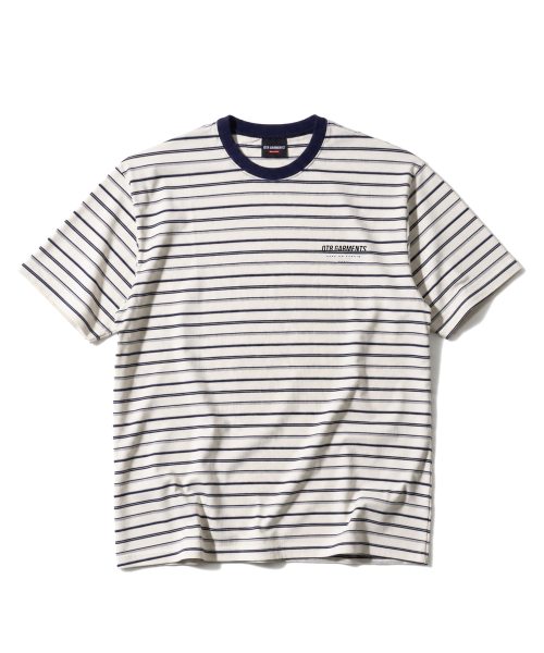 QT8 GARMENTS(キューティーエイトガーメント)の「LB Stripe Simple Logo Washed Tee (Ivory)(Tシャツ/カットソー・メンズ・その他・SMALL/MEDIUM/LARGE/X-LARGE)」の1枚目の写真