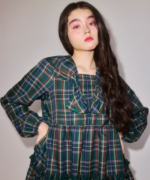 Candy Stripper(キャンディストリッパー)の「RIBBON COLLAR ドレス(ワンピース・レディース・グリーン/レッド/ブラック・FREE)」の7枚目の写真
