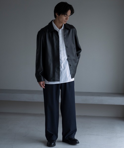 ADAM ET ROPE'(アダムエロペ)の「ラムレザーシャツ(シャツ/ブラウス・メンズ・ブラック・L/M)」の2枚目の写真