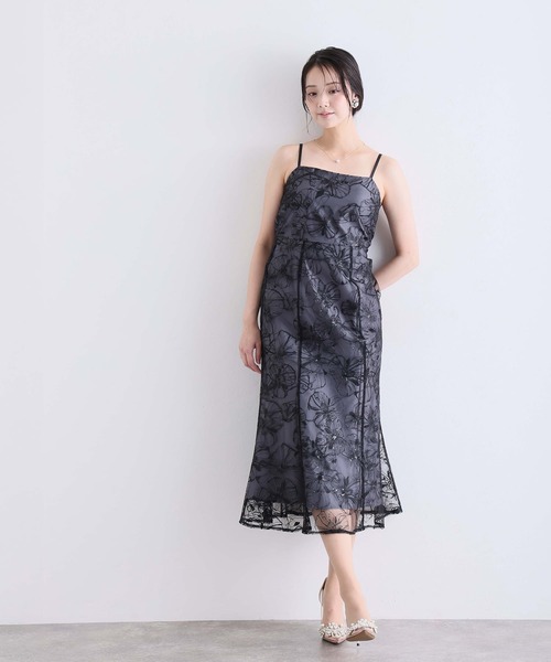 PourVous（プールヴー）の「スパンコール ヨークフリル レース ボレロ パーティードレス セレモニー ミモレ丈&袖あり 結婚式二次会 フォーマル お呼ばれ オケージョンドレス 同窓会成人式（ドレス・レディース・ベージュ/ブルー/ブラック・M）」の7枚目の写真
