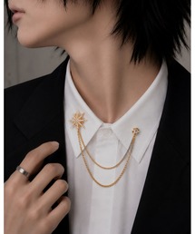 Bling Leads（ブリングリーズ）の「【Bls】【ZA】【Bling Leads】襟ブローチ マルチチェーン スター（ブローチ/コサージュ）」