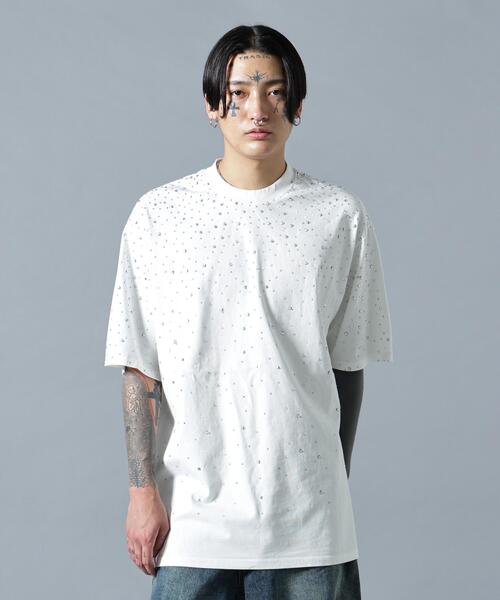 L.H.P(エルエイチピー)の「MAVYTH/メヴィス/RHINESTONE TEE(Tシャツ/カットソー・メンズ・ブラック/ホワイト・XL/M/L)」の2枚目の写真