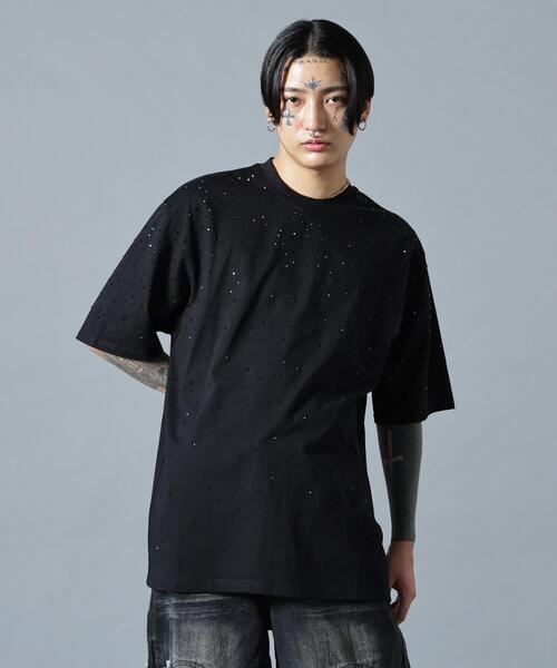 L.H.P(エルエイチピー)の「MAVYTH/メヴィス/RHINESTONE TEE(Tシャツ/カットソー・メンズ・ブラック/ホワイト・XL/M/L)」の1枚目の写真