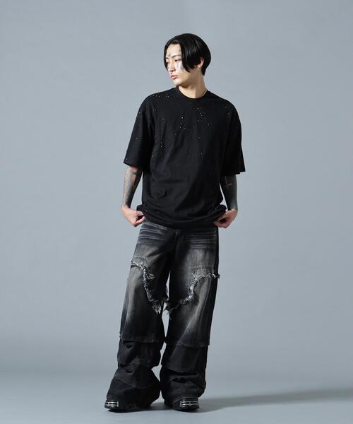 L.H.P(エルエイチピー)の「MAVYTH/メヴィス/RHINESTONE TEE(Tシャツ/カットソー・メンズ・ブラック/ホワイト・XL/M/L)」の4枚目の写真