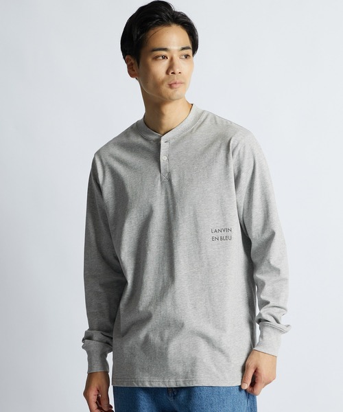 LANVIN en Bleu(ランバンオンブルー)の「シルキータッチ ヘンリーネック ロンT(Tシャツ/カットソー・メンズ・ブルーグレー/ネイビー/グレー/ブラック/ホワイト・46/48/50/52)」の1枚目の写真