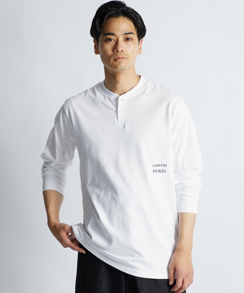LANVIN en Bleu(ランバンオンブルー)の「シルキータッチ ヘンリーネック ロンT(Tシャツ/カットソー・メンズ・ブルーグレー/ネイビー/グレー/ブラック/ホワイト・46/48/50/52)」の2枚目の写真