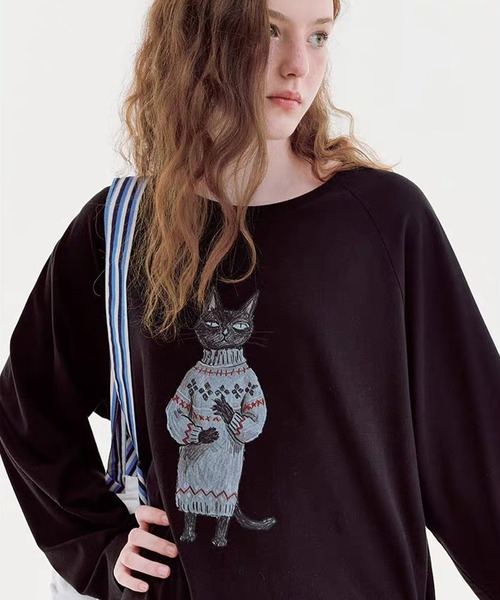 Fano Studios（ファノ ストゥディオズ）の「キャットモチーフ ロングスリーブトップス FQ26S125【Fano Studios】【2026AW】（Tシャツ/カットソー・レディース・ブラック・S/M/L）」の10枚目の写真
