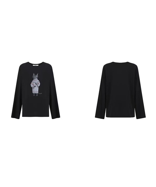 Fano Studios（ファノ ストゥディオズ）の「キャットモチーフ ロングスリーブトップス FQ26S125【Fano Studios】【2026AW】（Tシャツ/カットソー・レディース・ブラック・S/M/L）」の13枚目の写真