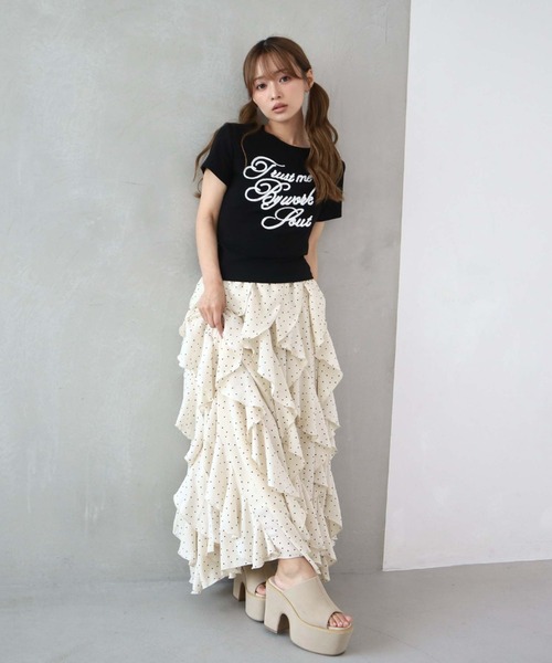 CECIL McBEE(セシルマクビー)の「【CECIL McBEE】ドット柄メローフリルロングスカート(スカート・レディース・ブラック/オフホワイト/アイボリー・MEDIUM)」の17枚目の写真