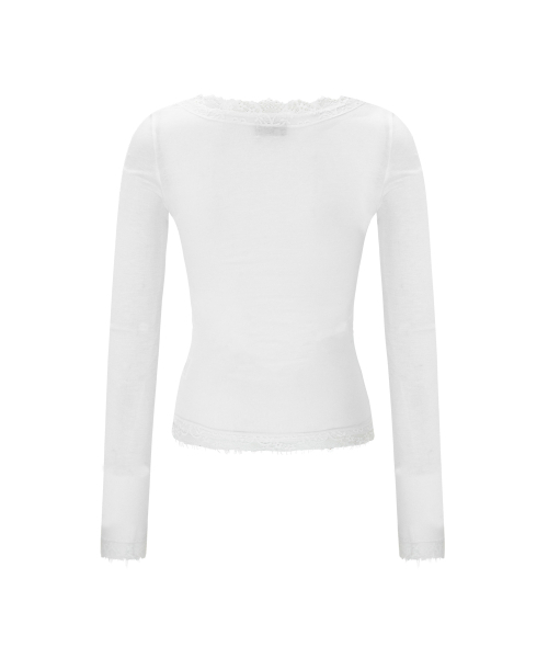 PLEASENOFOLLOW(プリーズノーフォロー)の「Kane Lace Long Sleeve Top (White)(Tシャツ/カットソー・レディース・その他・FREE)」の3枚目の写真
