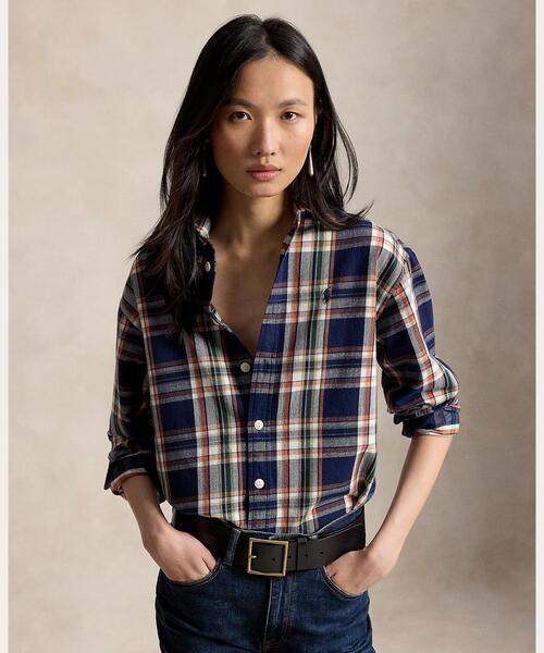 POLO RALPH LAUREN(ポロ ラルフ ローレン)の「リラックス フィット チェック コットン シャツ(シャツ/ブラウス・レディース・ネイビー系1・M/S/XS/XXS/L)」の7枚目の写真