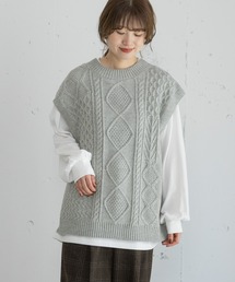 2wayケーブルニットベスト ロンTセット
