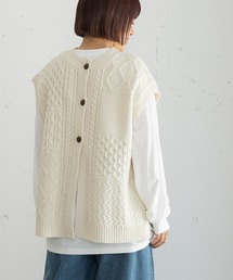 2wayケーブルニットベスト　ロンTセット