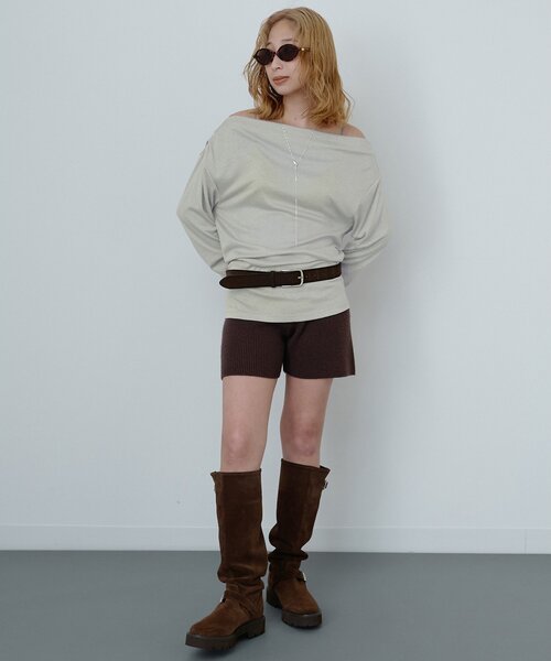 Whim Gazette(ウィムガゼット)の「〈WEB限定〉【Nuition】ニットショートパンツ(その他パンツ・レディース・ブラウン/チャコールグレー・FREE)」の13枚目の写真