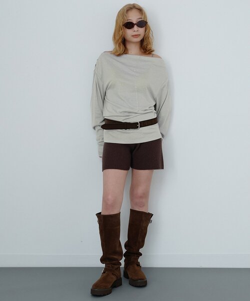 Whim Gazette(ウィムガゼット)の「〈WEB限定〉【Nuition】ニットショートパンツ(その他パンツ・レディース・ブラウン/チャコールグレー・FREE)」の12枚目の写真