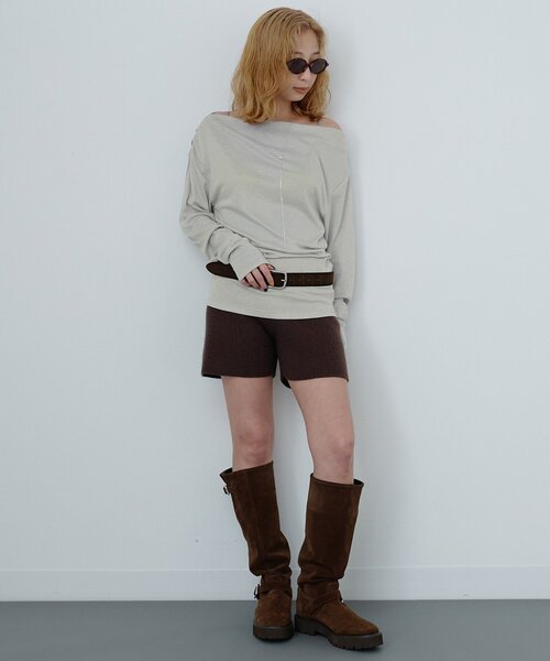 Whim Gazette(ウィムガゼット)の「〈WEB限定〉【Nuition】ニットショートパンツ(その他パンツ・レディース・ブラウン/チャコールグレー・FREE)」の16枚目の写真
