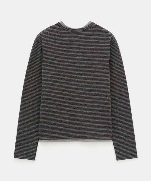 DNSR（ディーエヌエスアール）の「ストライプレイヤードヘンリーネックロングスリーブチャコール（Tシャツ/カットソー・メンズ・その他・MEDIUM/LARGE/X-LARGE）」の3枚目の写真