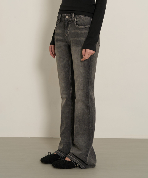 PEPLEE(ペプリー)の「ヴィンテージウォッシュブーツカットデニムパンツ(グレー)(デニムパンツ・レディース・その他・LARGE/SMALL/MEDIUM)」の2枚目の写真