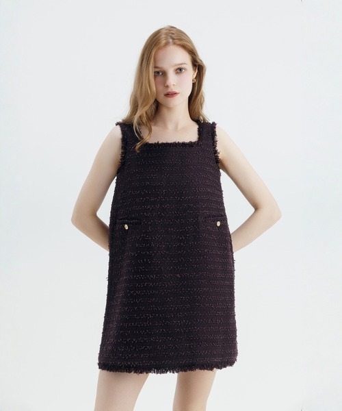 EIMY ISTOIRE(エイミーイストワール)の「IRISE TWEED DRESS(ワンピース・レディース・ブラウン/ホワイト/ネイビー・36/38)」の6枚目の写真