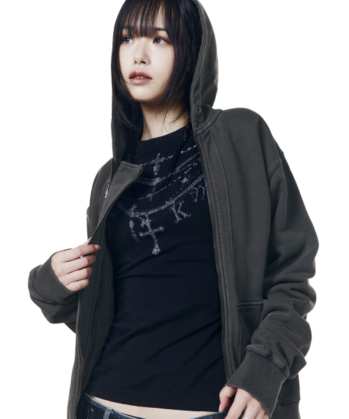 AAKAM(アーカム)の「Double Zippered Zip-Up Hoodie (Dark Gray)(パーカー・レディース・その他・1/2)」の5枚目の写真