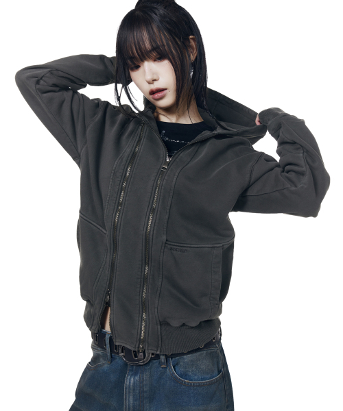 AAKAM(アーカム)の「Double Zippered Zip-Up Hoodie (Dark Gray)(パーカー・レディース・その他・1/2)」の6枚目の写真