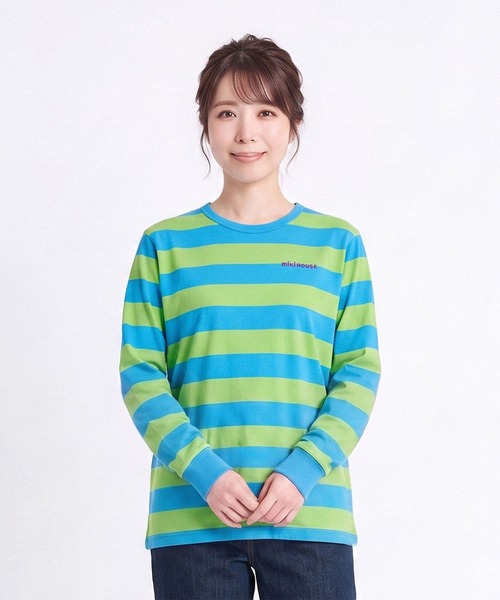 MIKI HOUSE（ミキハウス）の「【WEB限定】ボーダー長袖Ｔシャツ（大人用）（Tシャツ/カットソー・レディース・パープル/ブルー/ブラック・S(155-165cm)/M(165-175cm)/L(175-185cm)）」の3枚目の写真