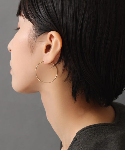 Lilas（リラ）の「1.5パイプ3.5cmルーフピアス K10（両耳）（ピアス（両耳用）・レディース・ゴールド・FREE）」の10枚目の写真