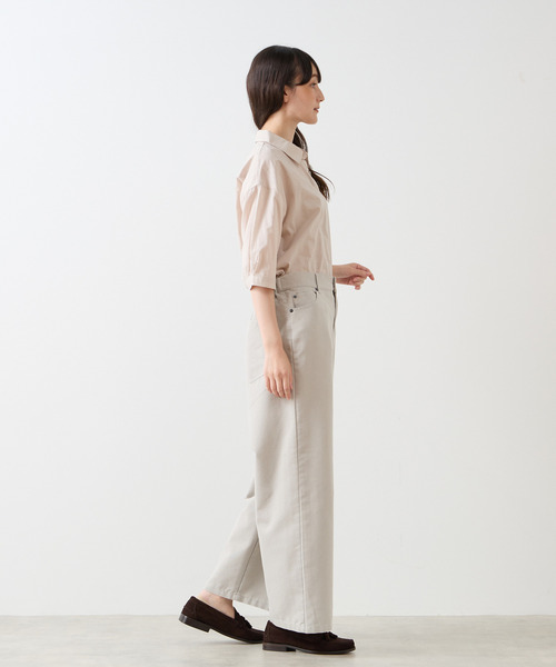 LOGEMENT DE CLAIRE（ロジュモンドクレール）の「レギュラーカラー6分袖シャツ（シャツ/ブラウス・レディース・ブラウン系その他/ライトベージュ/ブルー・FREE）」の5枚目の写真