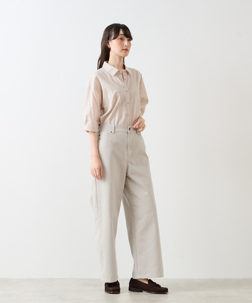 LOGEMENT DE CLAIRE（ロジュモンドクレール）の「レギュラーカラー6分袖シャツ（シャツ/ブラウス・レディース・ブラウン系その他/ライトベージュ/ブルー・FREE）」の6枚目の写真