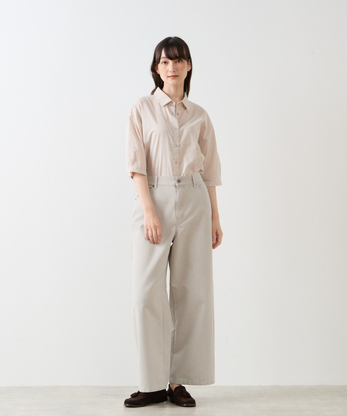 LOGEMENT DE CLAIRE（ロジュモンドクレール）の「レギュラーカラー6分袖シャツ（シャツ/ブラウス・レディース・ブラウン系その他/ライトベージュ/ブルー・FREE）」の7枚目の写真