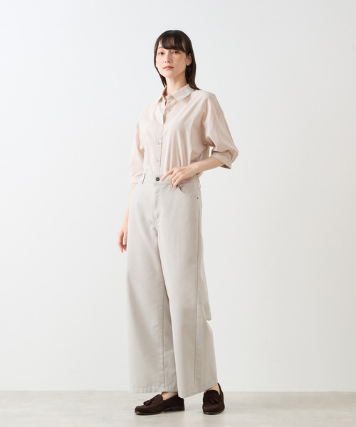 LOGEMENT DE CLAIRE（ロジュモンドクレール）の「レギュラーカラー6分袖シャツ（シャツ/ブラウス・レディース・ブラウン系その他/ライトベージュ/ブルー・FREE）」の8枚目の写真