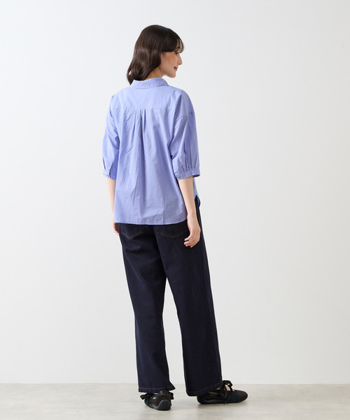LOGEMENT DE CLAIRE（ロジュモンドクレール）の「レギュラーカラー6分袖シャツ（シャツ/ブラウス・レディース・ブラウン系その他/ライトベージュ/ブルー・FREE）」の13枚目の写真