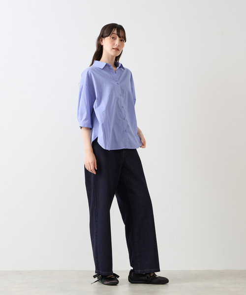 LOGEMENT DE CLAIRE（ロジュモンドクレール）の「レギュラーカラー6分袖シャツ（シャツ/ブラウス・レディース・ブラウン系その他/ライトベージュ/ブルー・FREE）」の15枚目の写真