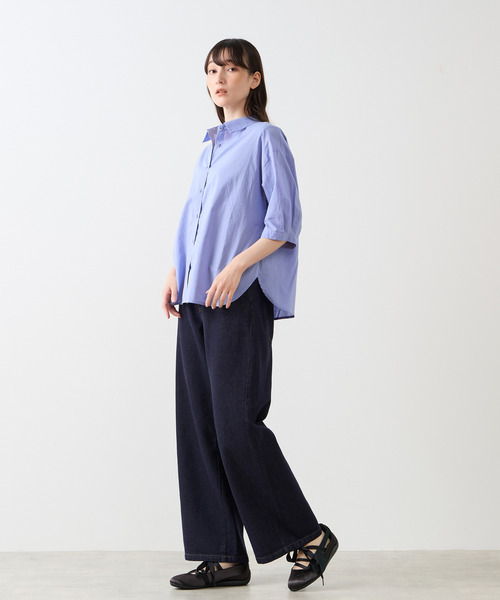 LOGEMENT DE CLAIRE（ロジュモンドクレール）の「レギュラーカラー6分袖シャツ（シャツ/ブラウス・レディース・ブラウン系その他/ライトベージュ/ブルー・FREE）」の17枚目の写真