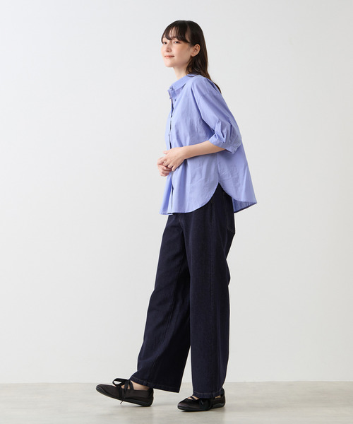 LOGEMENT DE CLAIRE（ロジュモンドクレール）の「レギュラーカラー6分袖シャツ（シャツ/ブラウス・レディース・ブラウン系その他/ライトベージュ/ブルー・FREE）」の18枚目の写真