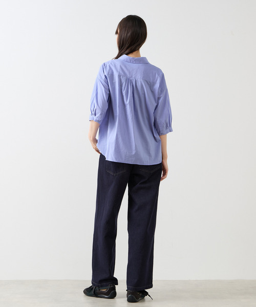 LOGEMENT DE CLAIRE（ロジュモンドクレール）の「レギュラーカラー6分袖シャツ（シャツ/ブラウス・レディース・ブラウン系その他/ライトベージュ/ブルー・FREE）」の19枚目の写真