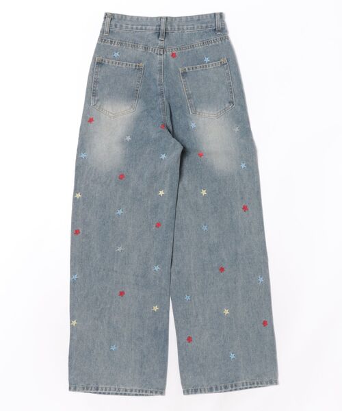 semuse(セミューズ)の「スター刺繍デニムワイドパンツ(デニムパンツ・レディース・ライトブルー・S/M/L)」の7枚目の写真