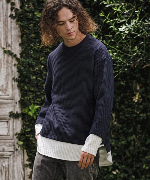 CAMBIO（カンビオ）の「mlt5848-フェイクレイヤードワッフルロンT(BP-BFA0141)（Tシャツ/カットソー・メンズ・チャコール/ネイビー/ブラック・L/M/S）」の10枚目の写真