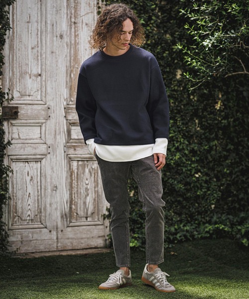 CAMBIO（カンビオ）の「mlt5848-フェイクレイヤードワッフルロンT(BP-BFA0141)（Tシャツ/カットソー・メンズ・チャコール/ネイビー/ブラック・L/M/S）」の12枚目の写真