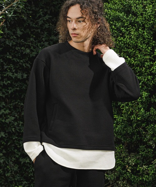 CAMBIO（カンビオ）の「mlt5848-フェイクレイヤードワッフルロンT(BP-BFA0141)（Tシャツ/カットソー・メンズ・チャコール/ネイビー/ブラック・L/M/S）」の14枚目の写真