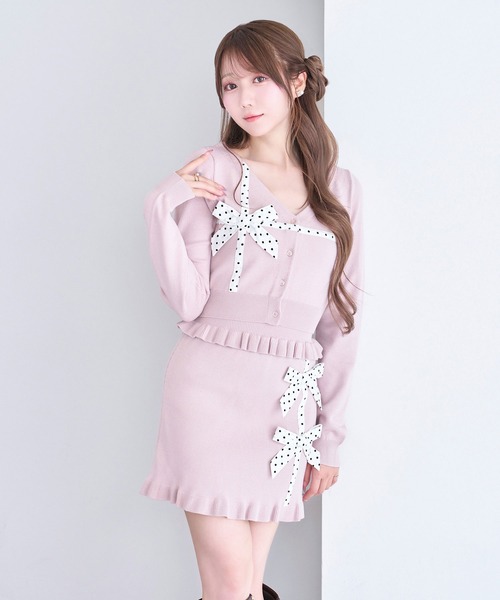 Rose Muse(ロゼミューズ)の「Dot ribbon knit 3P set(セットアップ・レディース・ネイビー/ピンク・FREE)」の7枚目の写真