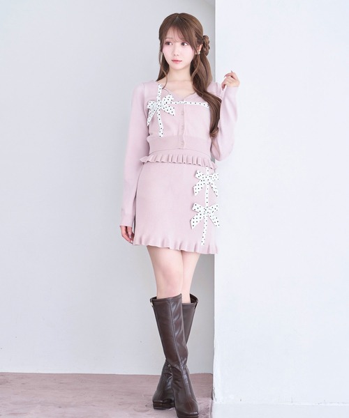 Rose Muse(ロゼミューズ)の「Dot ribbon knit 3P set(セットアップ・レディース・ネイビー/ピンク・FREE)」の8枚目の写真