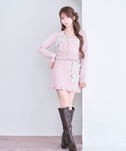Rose Muse(ロゼミューズ)の「Dot ribbon knit 3P set(セットアップ・レディース・ネイビー/ピンク・FREE)」の9枚目の写真