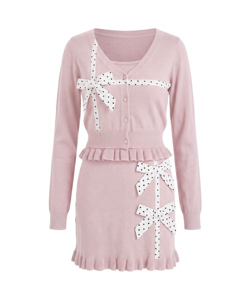 Rose Muse(ロゼミューズ)の「Dot ribbon knit 3P set(セットアップ・レディース・ネイビー/ピンク・FREE)」の10枚目の写真