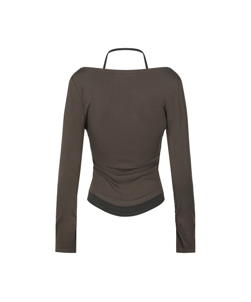 SECONDMONO（セカンドモノローグ）の「2-Way レイヤード カウルネックトップ [BROWN]_SEWTS037BROWN（Tシャツ/カットソー・レディース・その他・F）」の5枚目の写真