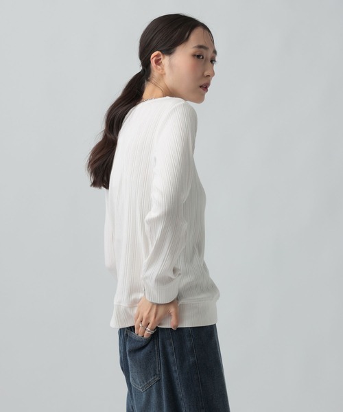 LEPSIM(レプシィム)の「ランダムテレコドッキングヘンリープルオーバー 1067563(Tシャツ/カットソー・レディース・ブラック/アイボリー/グレー・FREE)」の5枚目の写真