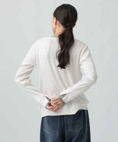LEPSIM(レプシィム)の「ランダムテレコドッキングヘンリープルオーバー 1067563(Tシャツ/カットソー・レディース・ブラック/アイボリー/グレー・FREE)」の6枚目の写真