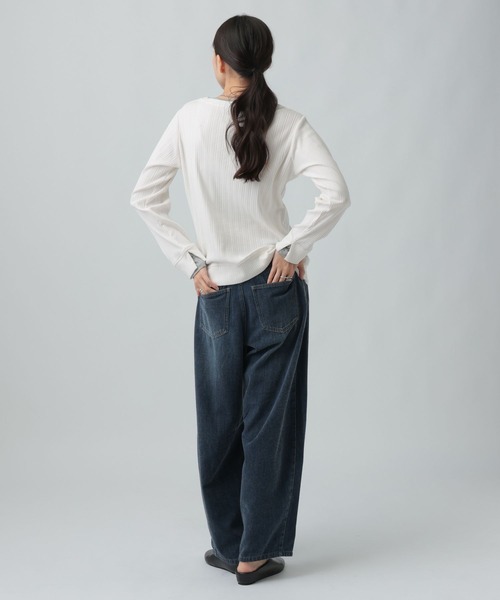 LEPSIM(レプシィム)の「ランダムテレコドッキングヘンリープルオーバー 1067563(Tシャツ/カットソー・レディース・ブラック/アイボリー/グレー・FREE)」の9枚目の写真