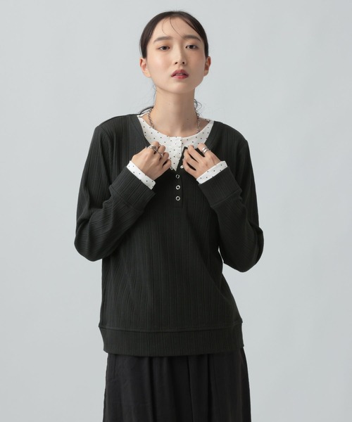 LEPSIM(レプシィム)の「ランダムテレコドッキングヘンリープルオーバー 1067563(Tシャツ/カットソー・レディース・ブラック/アイボリー/グレー・FREE)」の10枚目の写真
